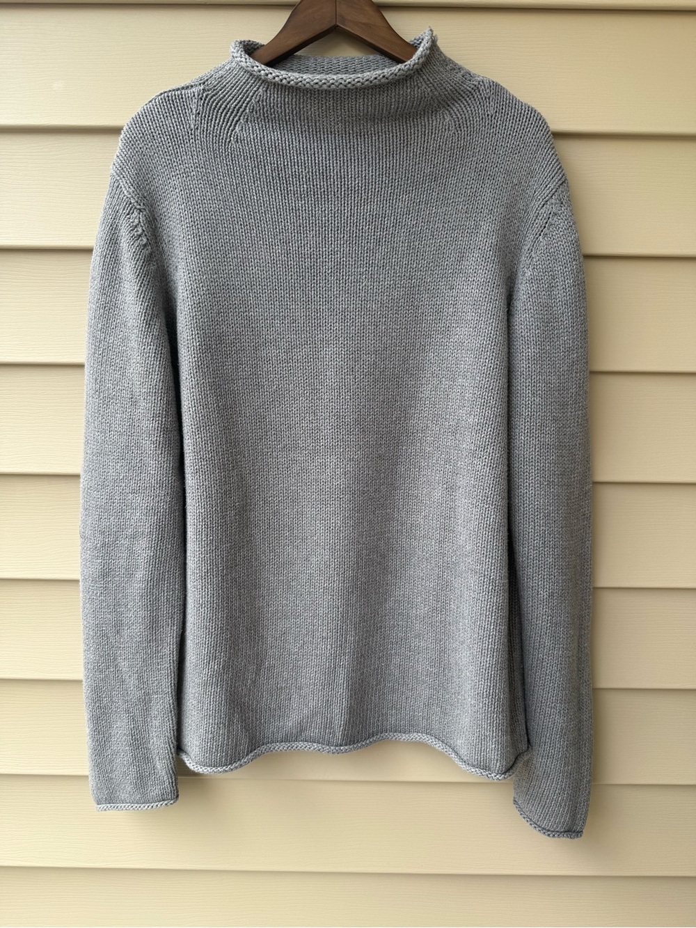 J.Crew Gray 100% Cotton Roll Neck Sweater – Large Tall L-Tall